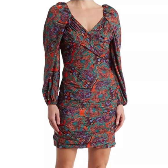 VERONICA BEARD Bellino Paisley Silk Blend Dress in Flame Red NWT  Size 2 $695.00 - Picture 7 of 8